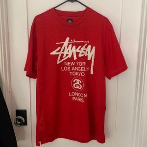Red Stussy Jersey Shirt, XL